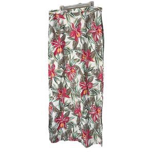 Vintage‎ Anna and Frank Silk Linen Blend Flower Print Maxi Skirt Size M